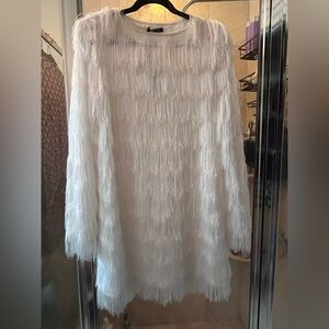 Balmain White Fringe Mini Dress